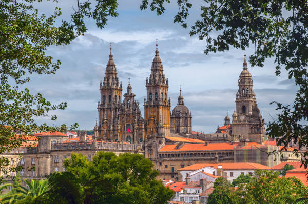 Katedralen i Sanitaigo de Compostela i Spanien.