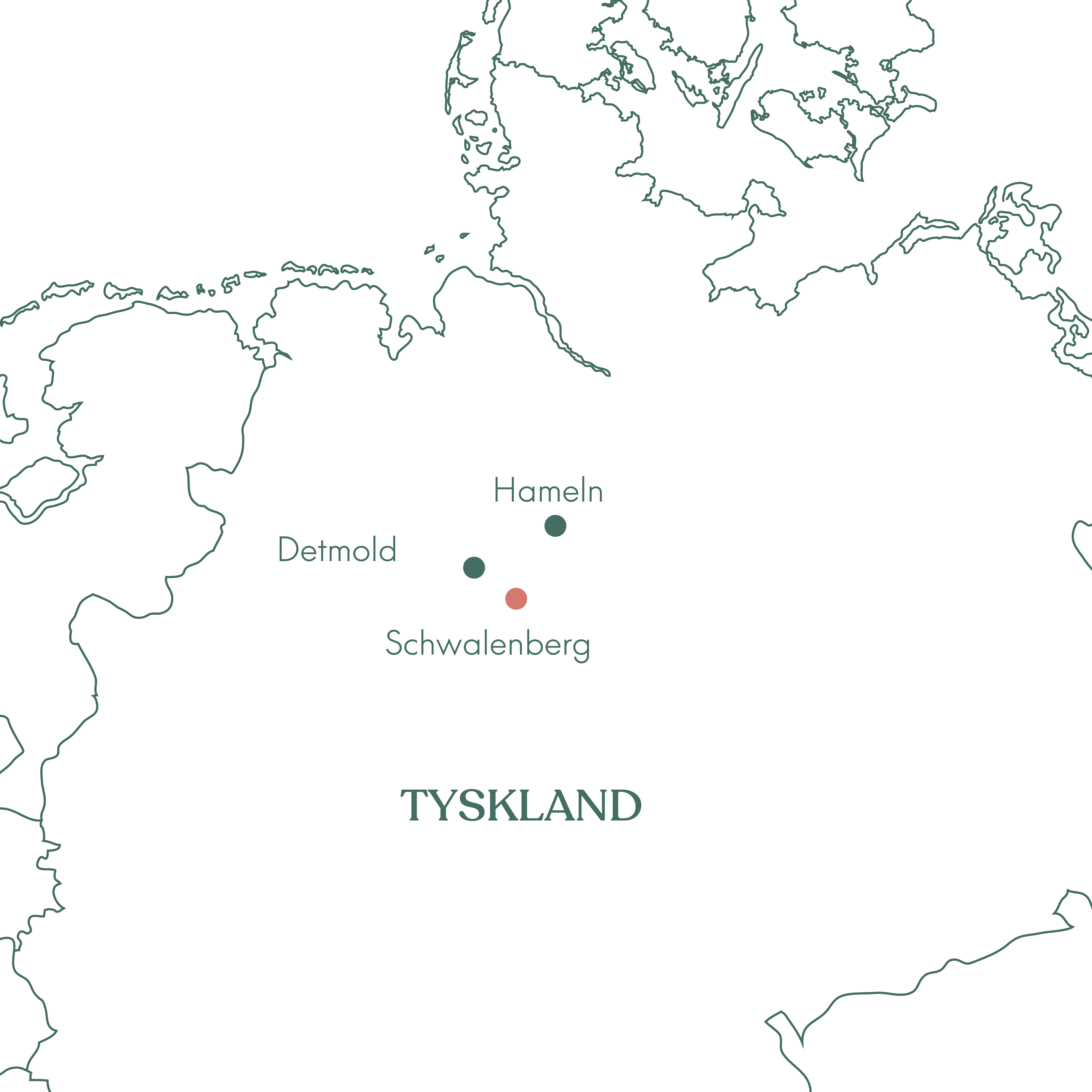 Kort over ruteplan for rejsen Schwalenberg og Weserbergland med ølfest med Vitus Rejser. 