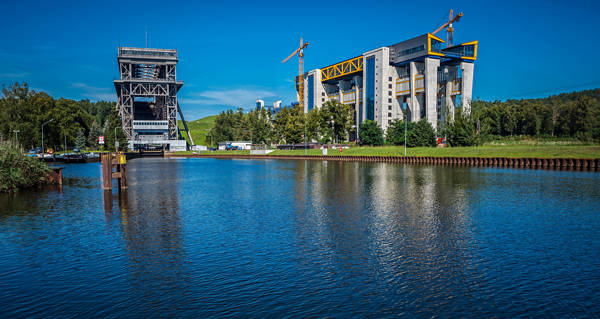 Slusen Niederfinow i Tyskland.