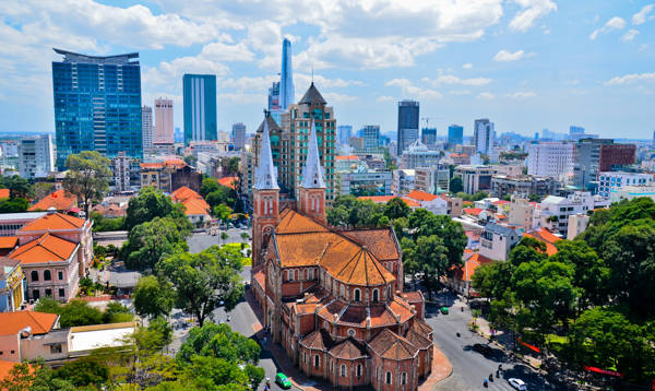 Notre Dame-katedralen i Ho Chi Minh City i Vietnam.