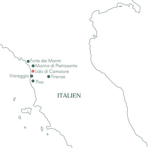 Kort over rejsen til Toscana og Middelhavet - I ro og mag - med Vitus Rejser.