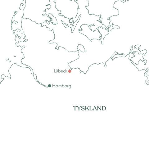 Kort over ruteplan for Lübeck Jul med Vitus Rejser.