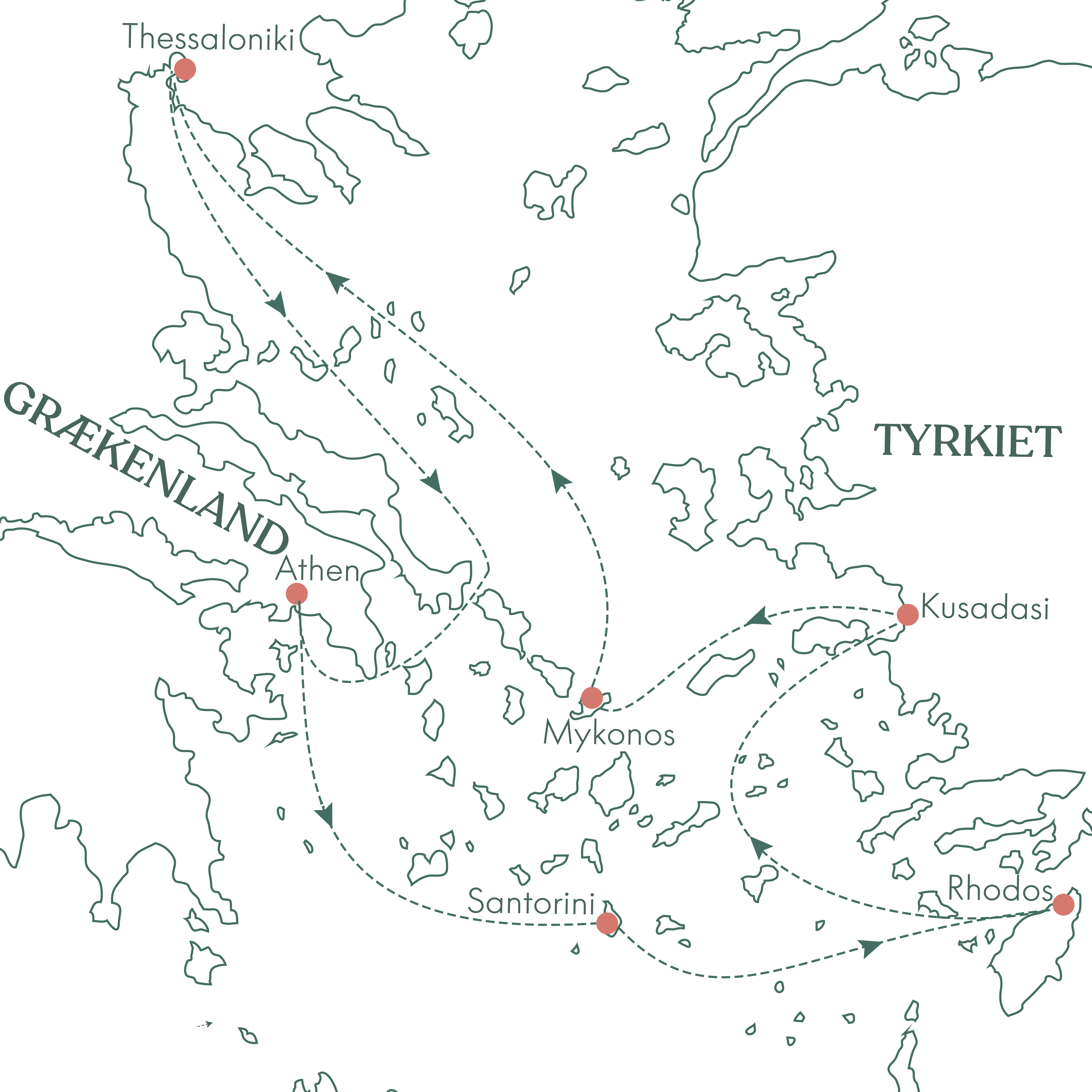 Ruteplan over Vitus Rejsers krydstogt i det græske øhav med Celebrity Cruises.