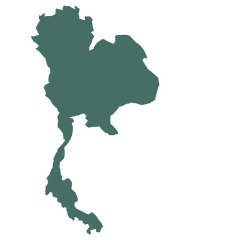 Kort over Thailand.