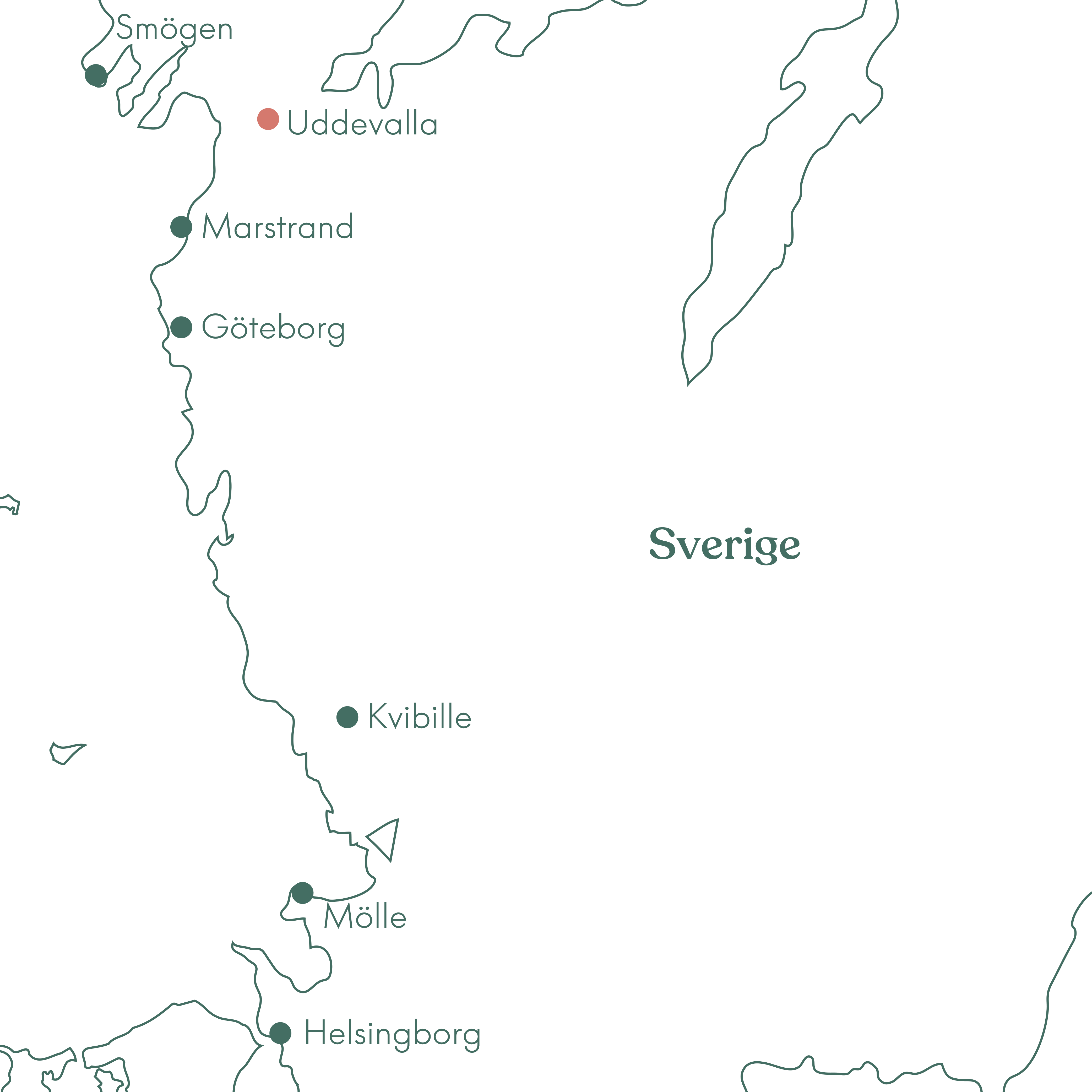 Kort over rejsen til Skærgården i Sverige med Vitus Rejser.
