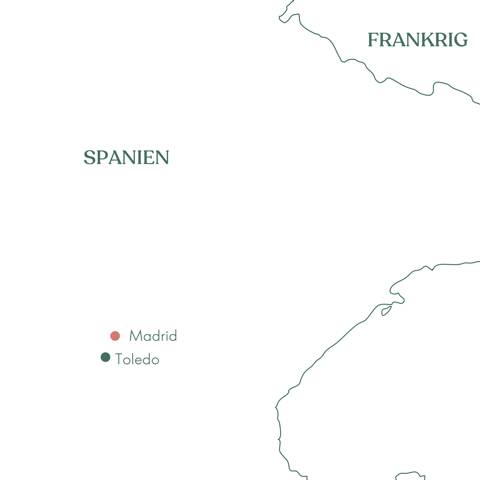 Kort over rejse til Madrid og Toledo med Vitus Rejser.