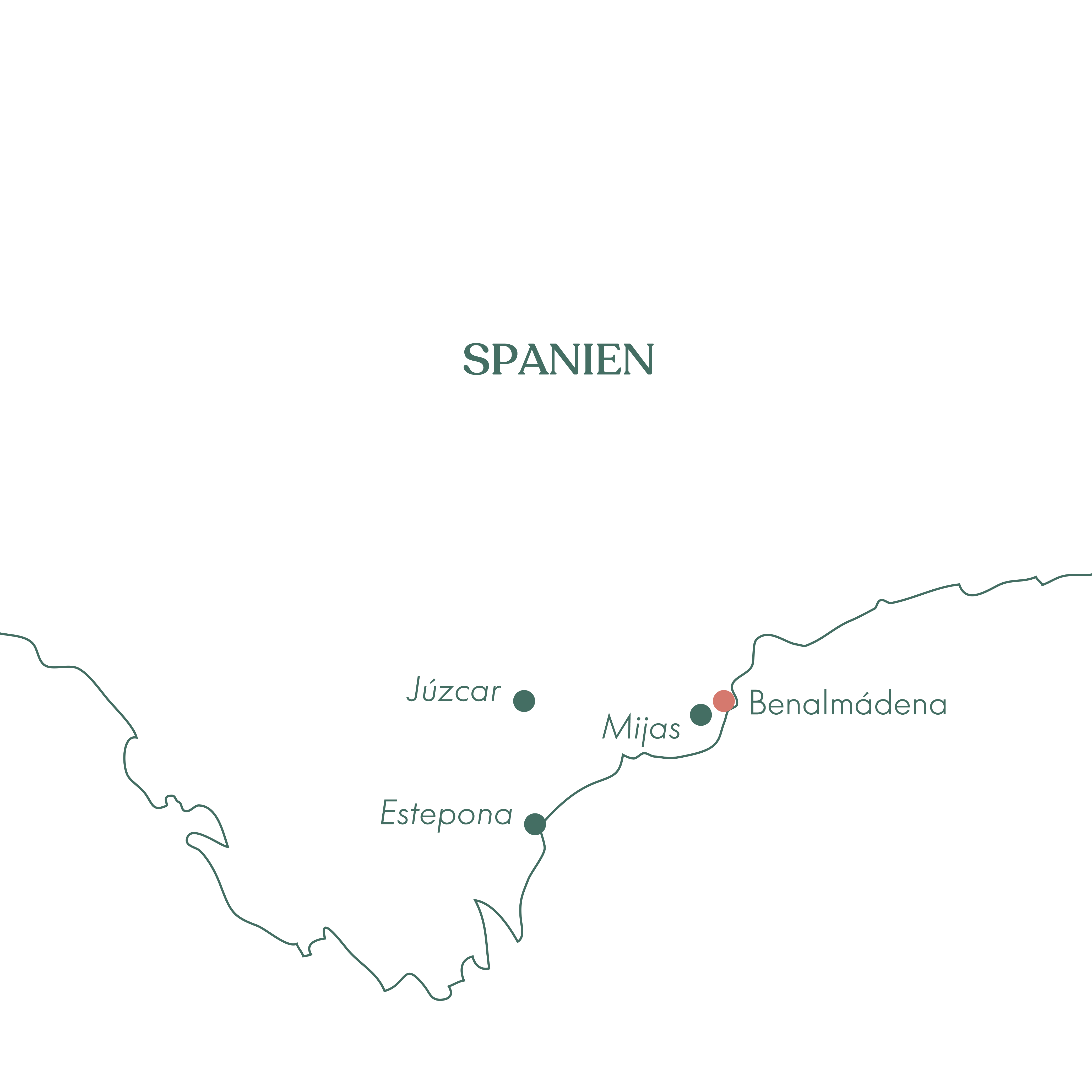 Kort over rejsen Costa del Sol og Benalmádena · Langtidsrejse med Vitus Rejser.