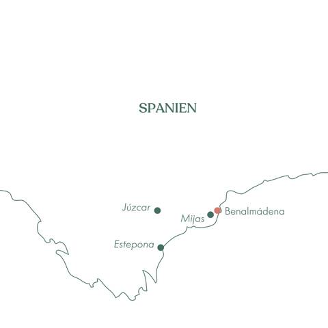 Kort over rejsen Costa del Sol og Benalmádena · Langtidsrejse med Vitus Rejser.