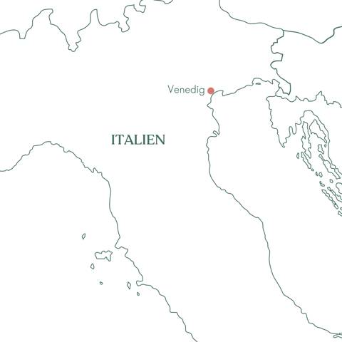 Kort over ruteplan for rejse til Venedig med Vitus Rejser.