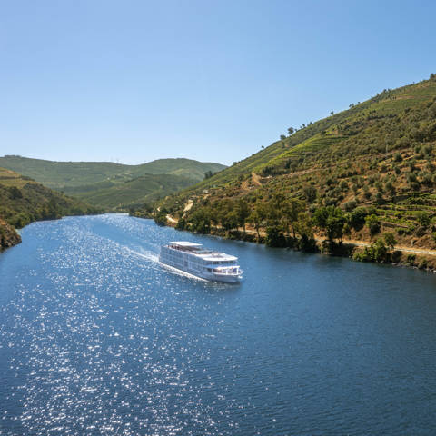 Flodkrydstogtskibet MS Amalia Rodrigues på Douro-floden i Portugal.