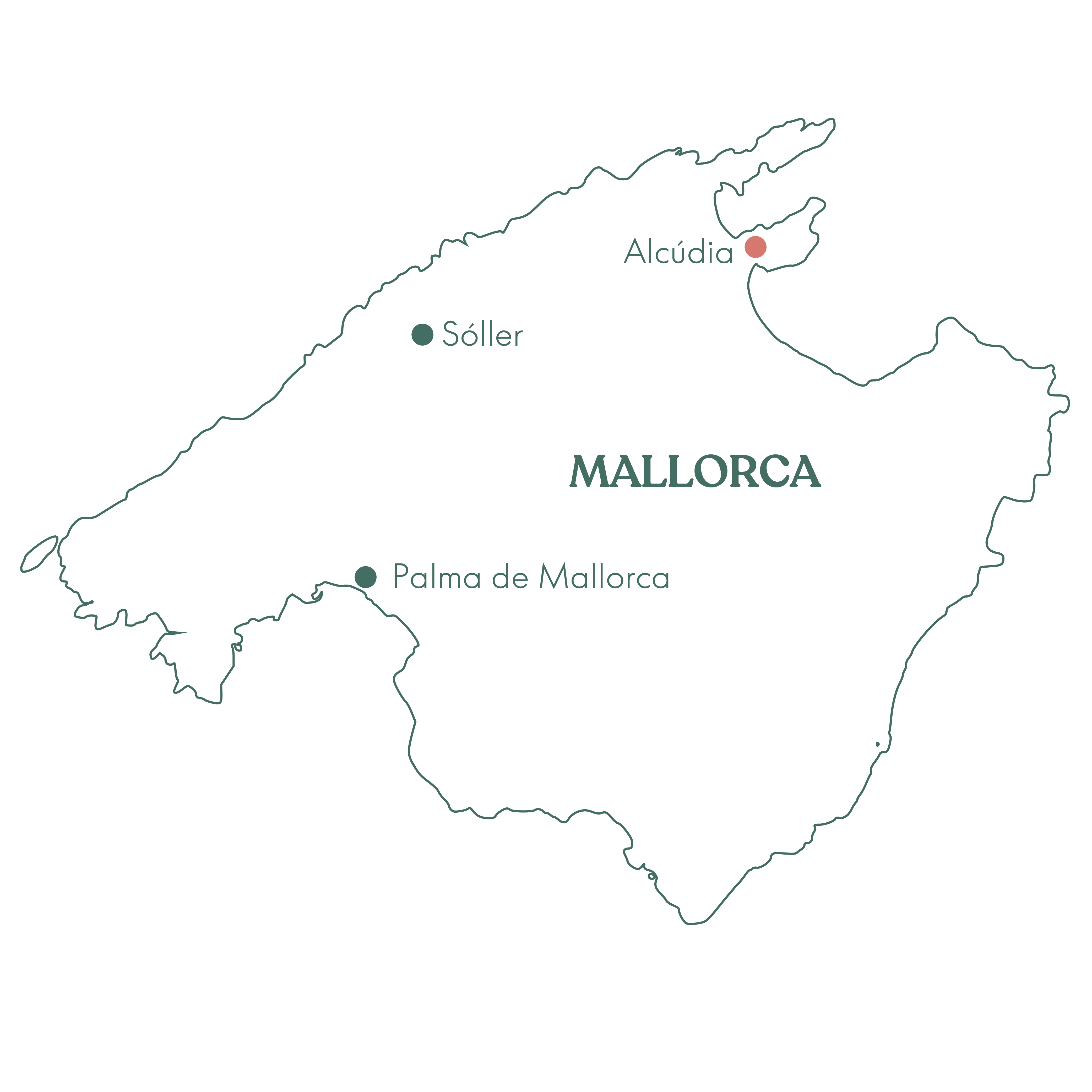 Rutekort over Mallorca og Vitus Rejsers rejse: Total solformørkelse på Mallorca.