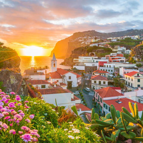 Den lille fiskerby Camara de Lobos på Madeira i Portugal.