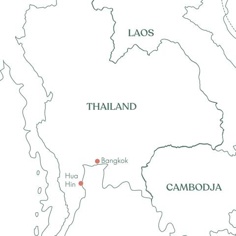 Kort over ruteplan for Thailand Langtidsrejse med Vitus Rejser.