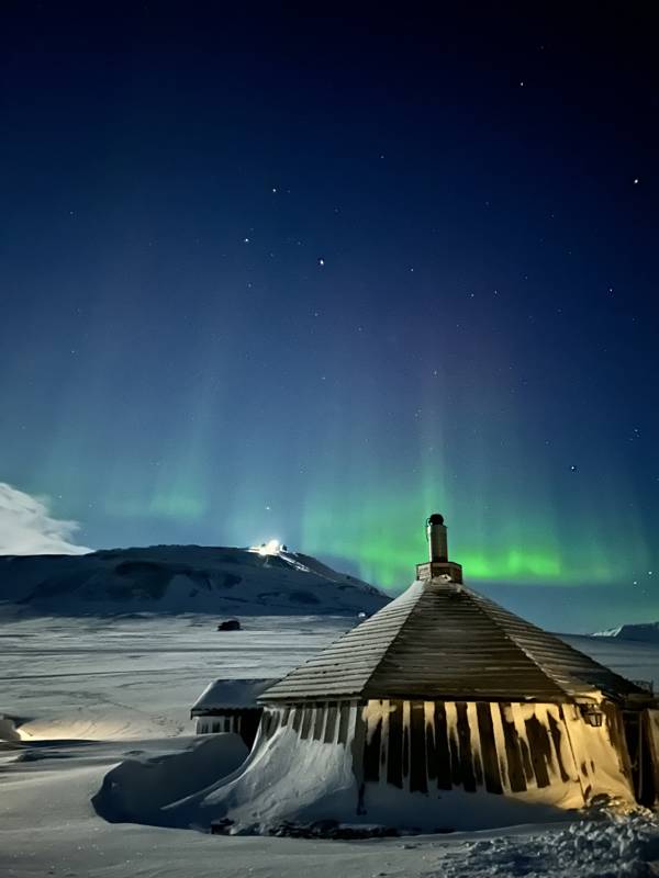 Norge Svalbard Nordlys Hytte.