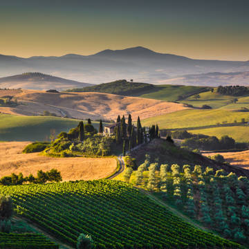 Den smukke dal Val d'Orcia i Toscana i Italien.