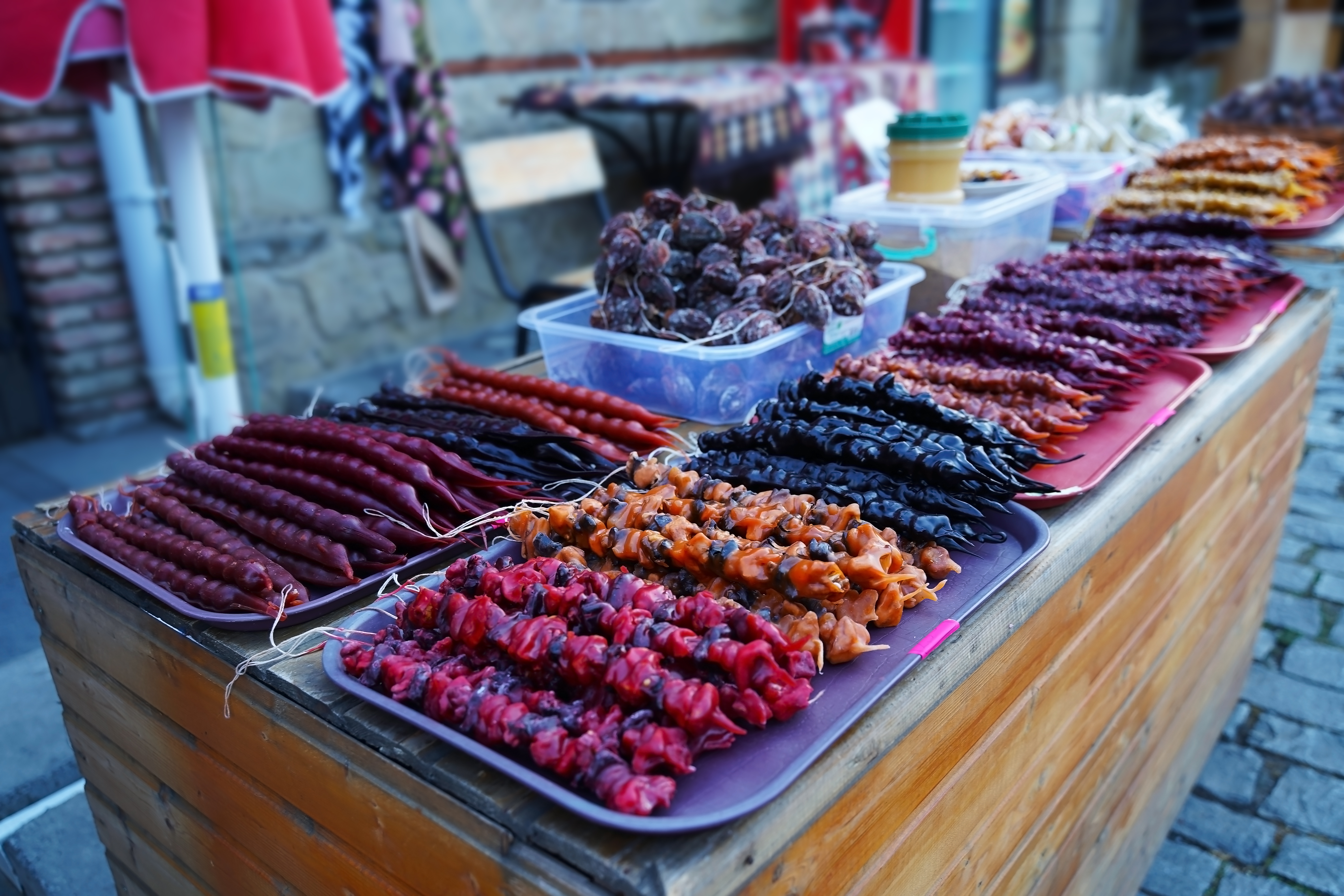 Tørret frugt på markedet i Georgien.