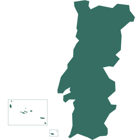 Kort over Portugal.