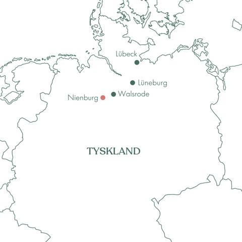 Kort over ruteplan for rejsen Aspargesruten Nienburg med Vitus Rejser.