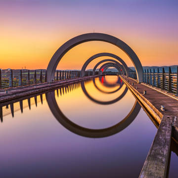 Den meget særprægede skibssluse The Falkirk Wheel i Skotland.