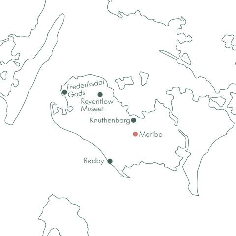 Kort over rejsen til Lolland og Maribo med Vitus Rejser.