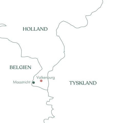 Kort over Vitus Rejsers julemarkedsrejse til Valkenburg i Holland.