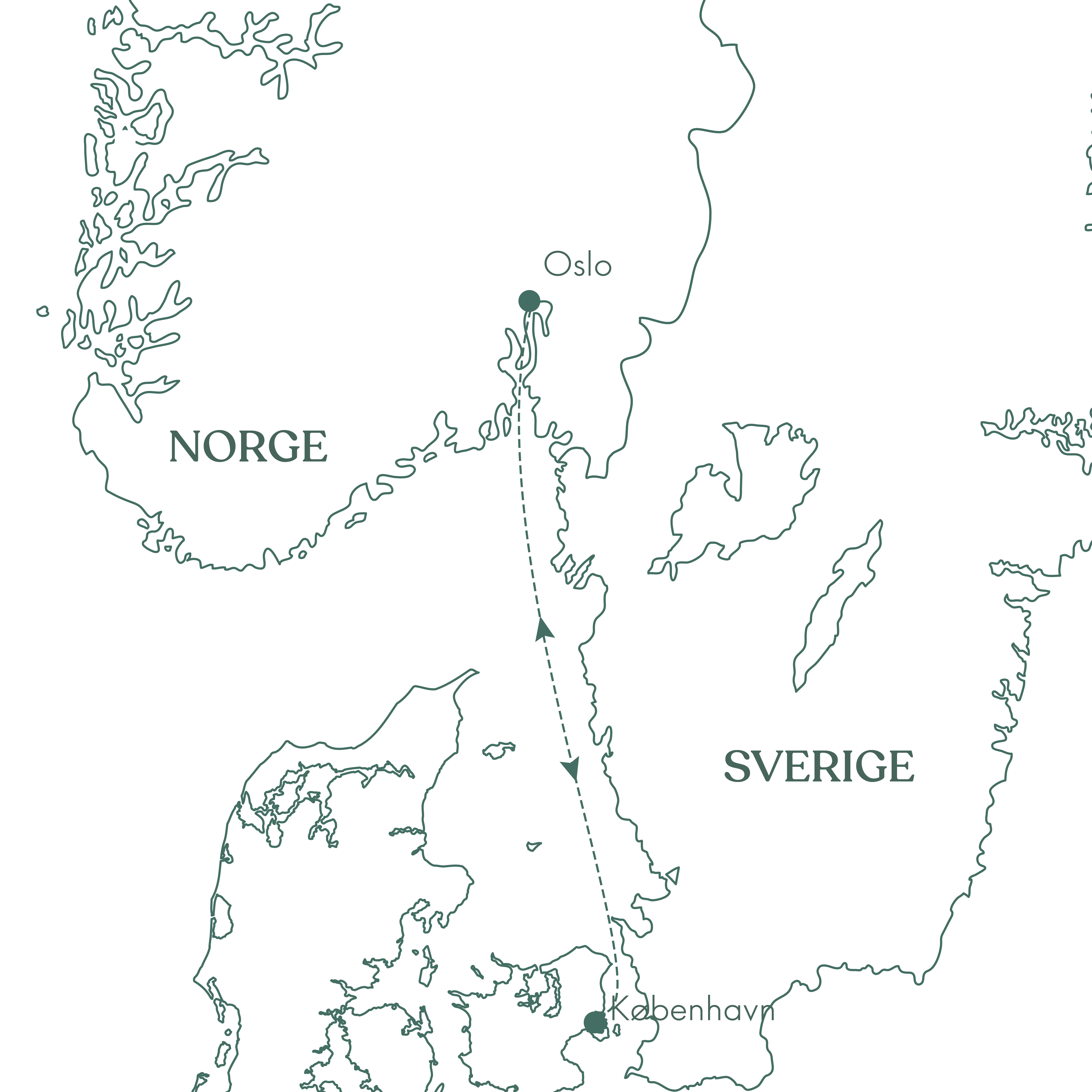 Kort over rejsen Minicruise til Oslo med Vitus Rejser.
