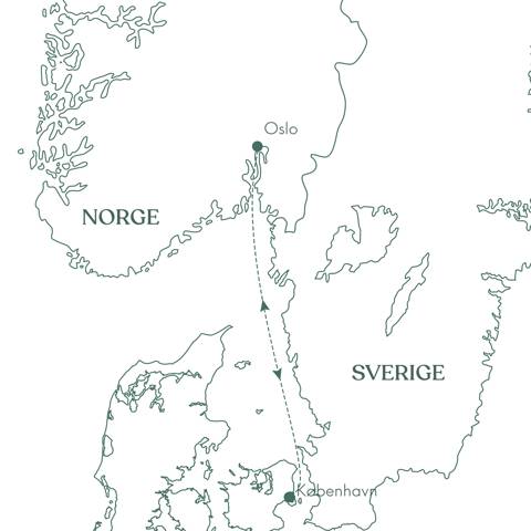 Kort over rejsen Minicruise til Oslo med Vitus Rejser.