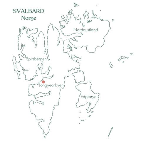 Kort over rejsen til Svalbard med Vitus Rejser.