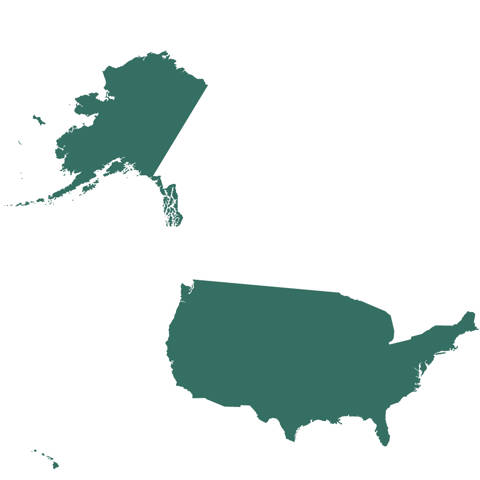 Kort over USA.