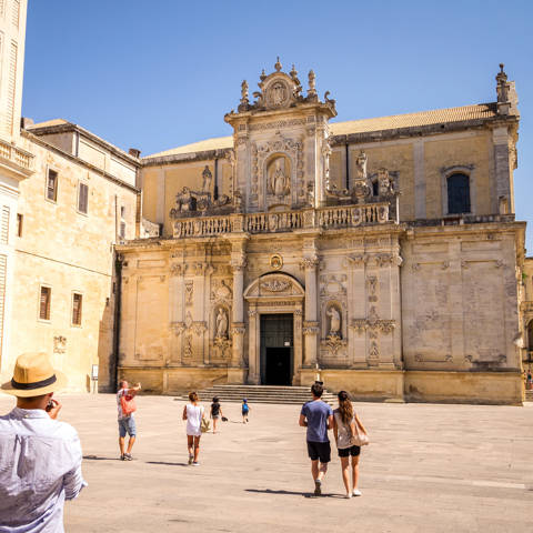 Facaden på katedralen i Lecce i Syditalien.