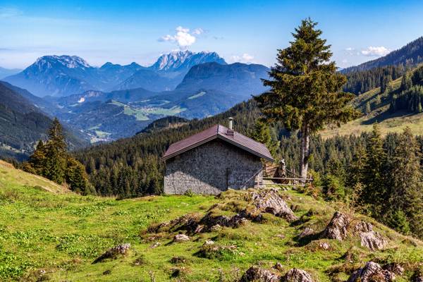 Udsigt fra Kaisergebirge over Kufsteindalen i Tyrol.