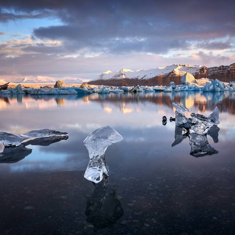 Gletjsersøen Jokulsarlon i Island.
