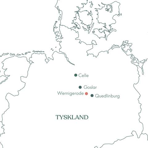 Kort over rejsen til Harzen og Wernigerode med Vitus Rejser.
