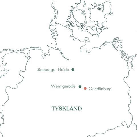 Kort over rejse til Harzen og Quedlinburg med Vitus Rejser.