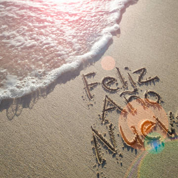 Spanien Nytaar Strand Feliz Ano Nuevo.