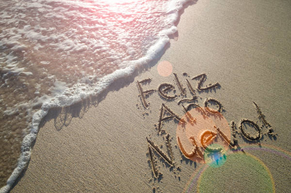 Spanien Nytaar Strand Feliz Ano Nuevo.