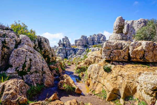 Klippelandskabet El Torcal de Antequera i bjergene bag Málaga i Spanien.