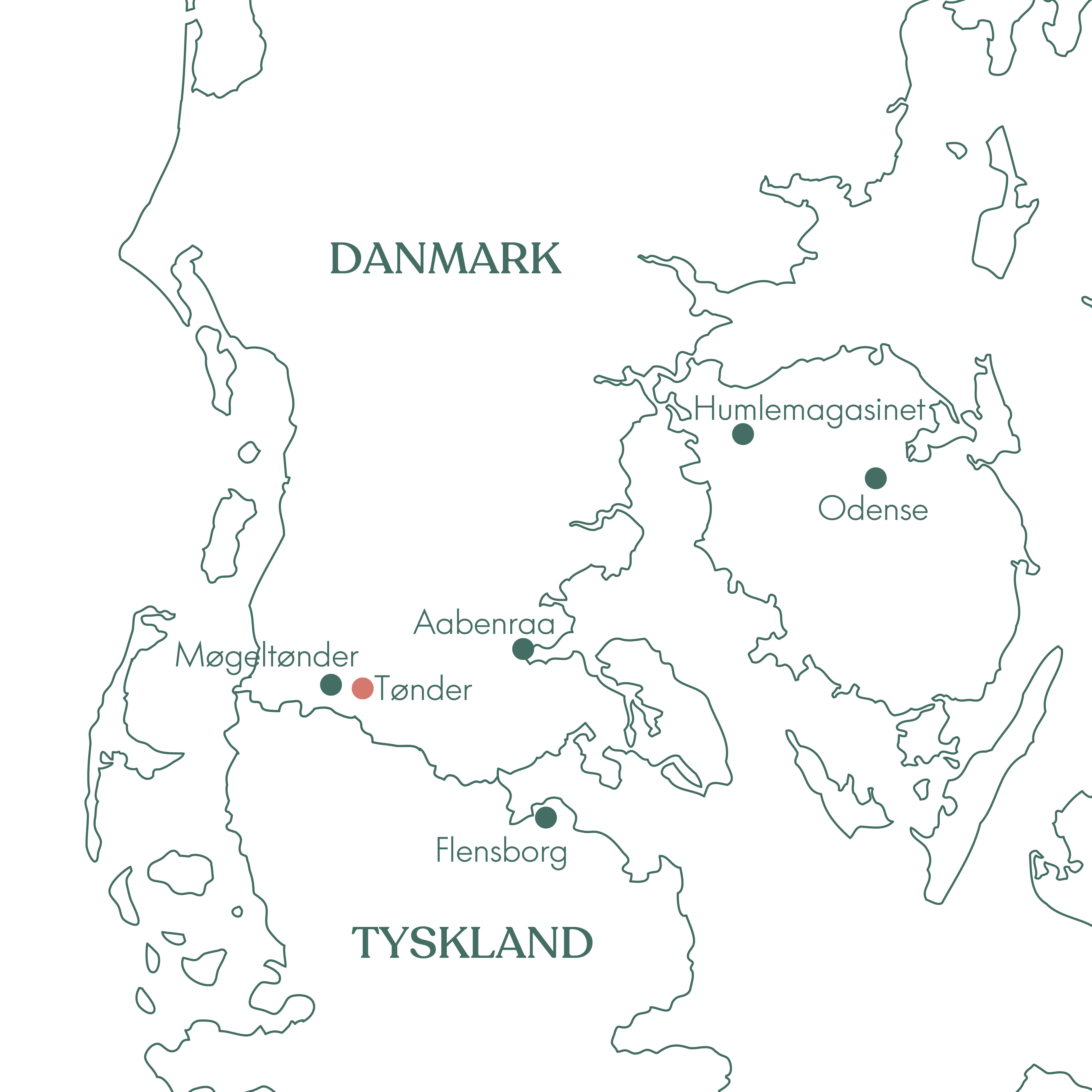 Kort over rejsen Tønder Julebyen med Vitus Rejser.
