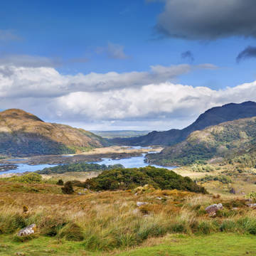 Panoramabillede af Ring of Kerry i Irland.