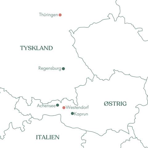 Kort over rejse til Westendorf og Tyrol - I ro og mag - med Vitus Rejser.
