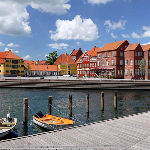 Havnepromenaden i Kerteminde på Fyn.