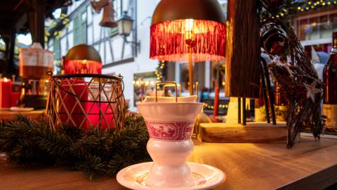 En Rüdesheimer Kaffee på et julemarked i Rüdesheim i Tyskland.