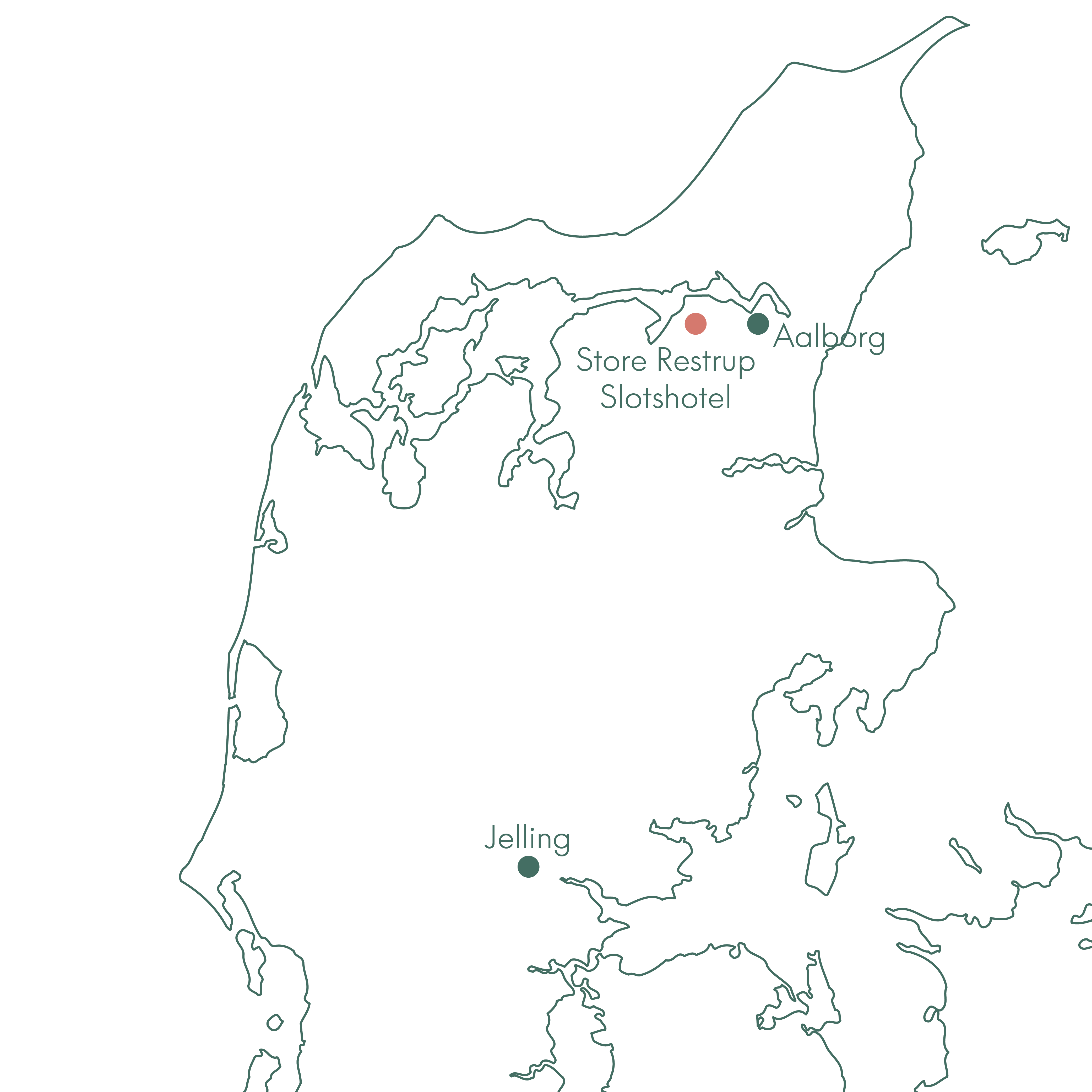 Kort over rejsen Store Restrup Slotshotel · Juleforkælelse med Vitus Rejser.