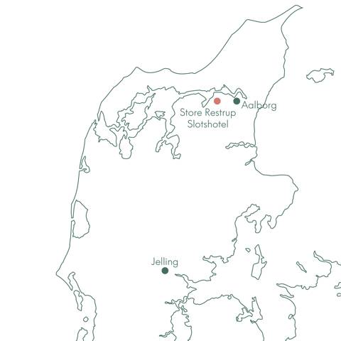 Kort over rejsen Store Restrup Slotshotel · Juleforkælelse med Vitus Rejser.