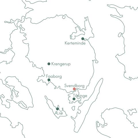 Rutekort over rejsen til Sydfyn og Svendborg med Vitus Rejser.