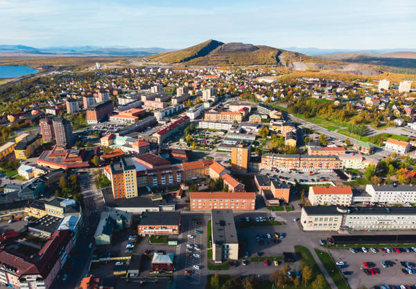 Sverige Kiruna Sommer Luftfoto.