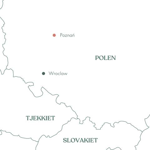 Kort over rejsen til Poznań og Wroclaw Opera i Polen med Vitus Rejser.