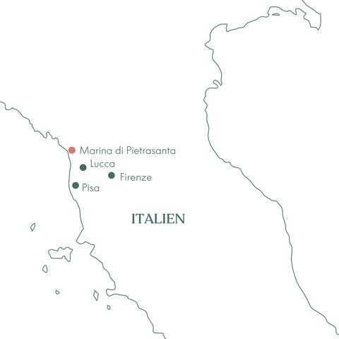 Kort og ruteplan på rejsen til Toscana og Middelhavet med Vitus Rejser.