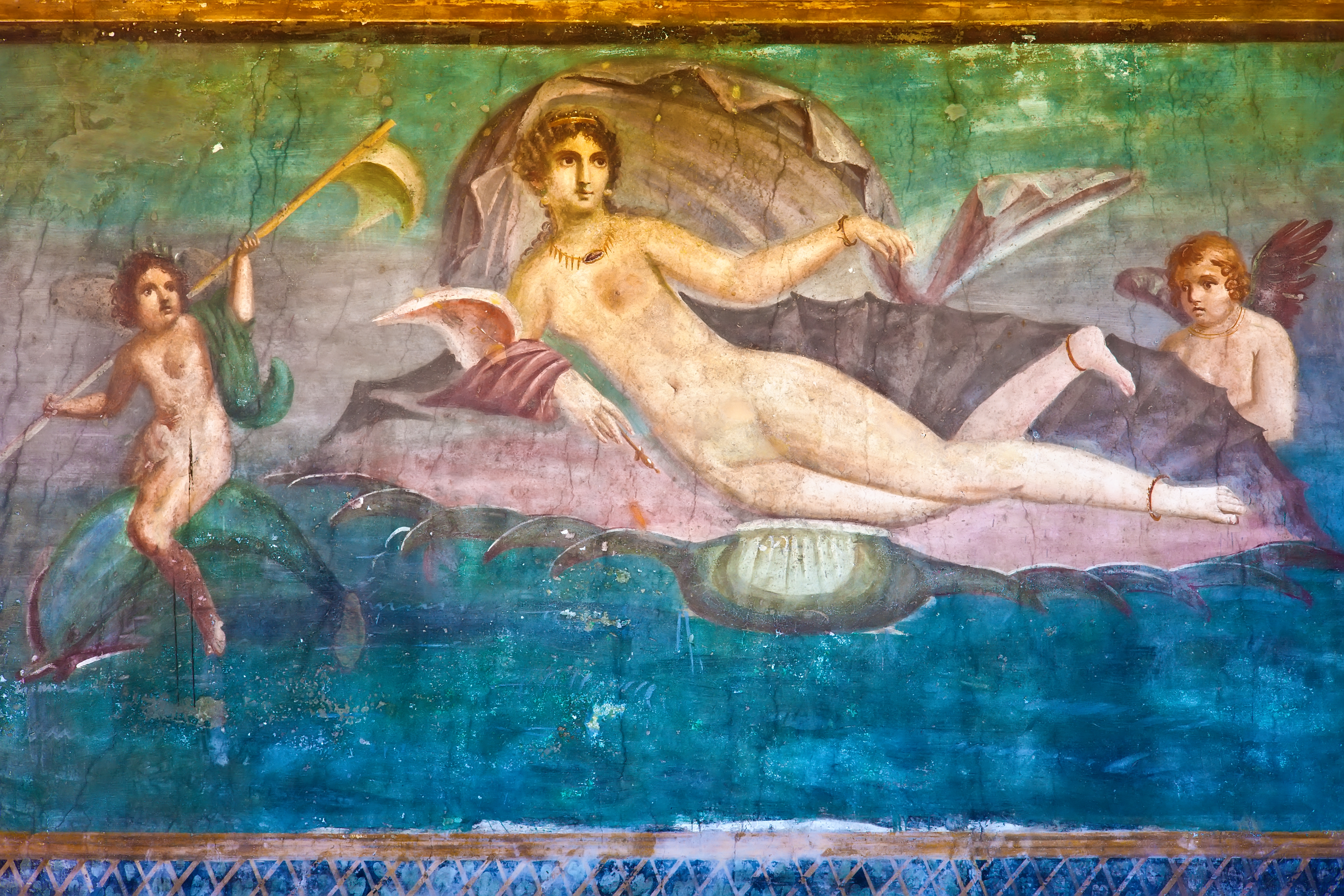 Fresko med Venus i Pompeji i Italien.