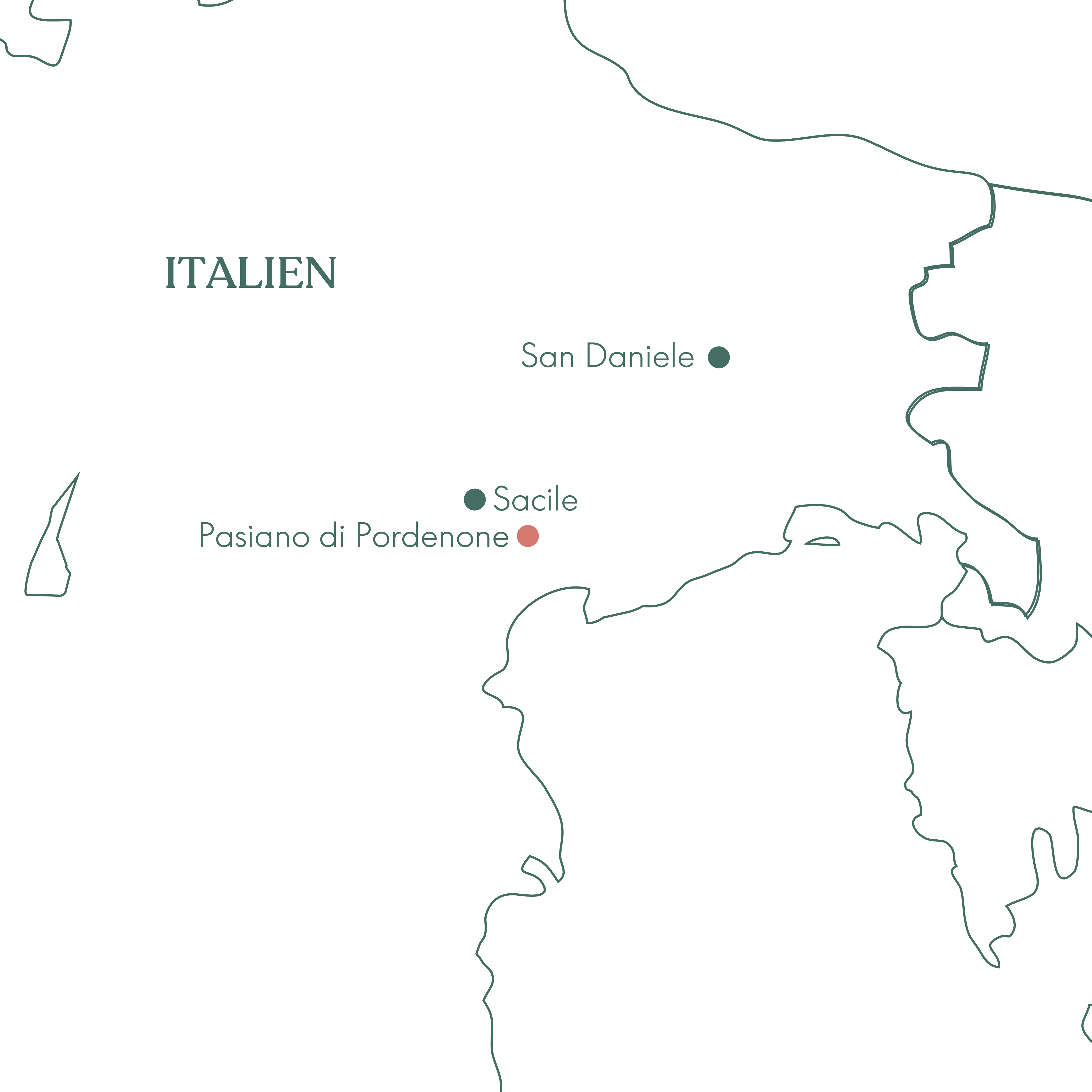 Kort over rejsen Smag på Norditalien med Jesper Vollmer med Vitus Rejser.